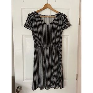 Fun Black, White and Yellow Striped Dress